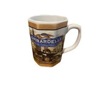 Ghirardelli Chocolate Coffee Mug Octagon Shape - rare collector vintage hobo